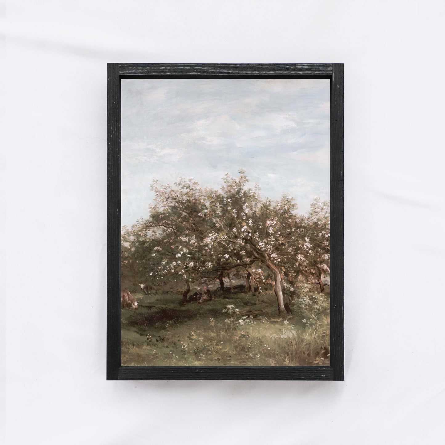 Vintage Print Framed | Apple Blossom Countryside Painting A29