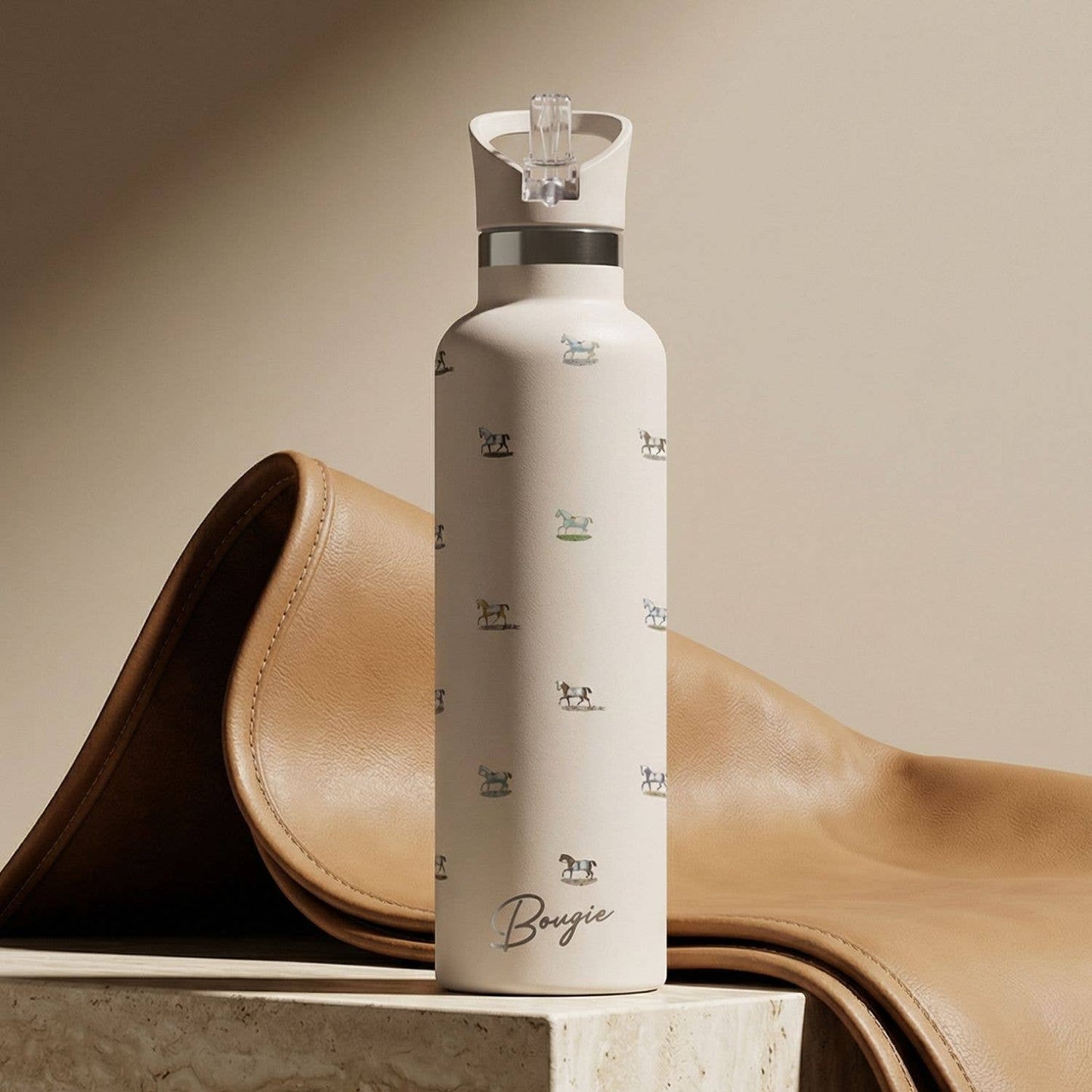 Veredus | Cream Horse Motif Equestrian Insulated Bottle