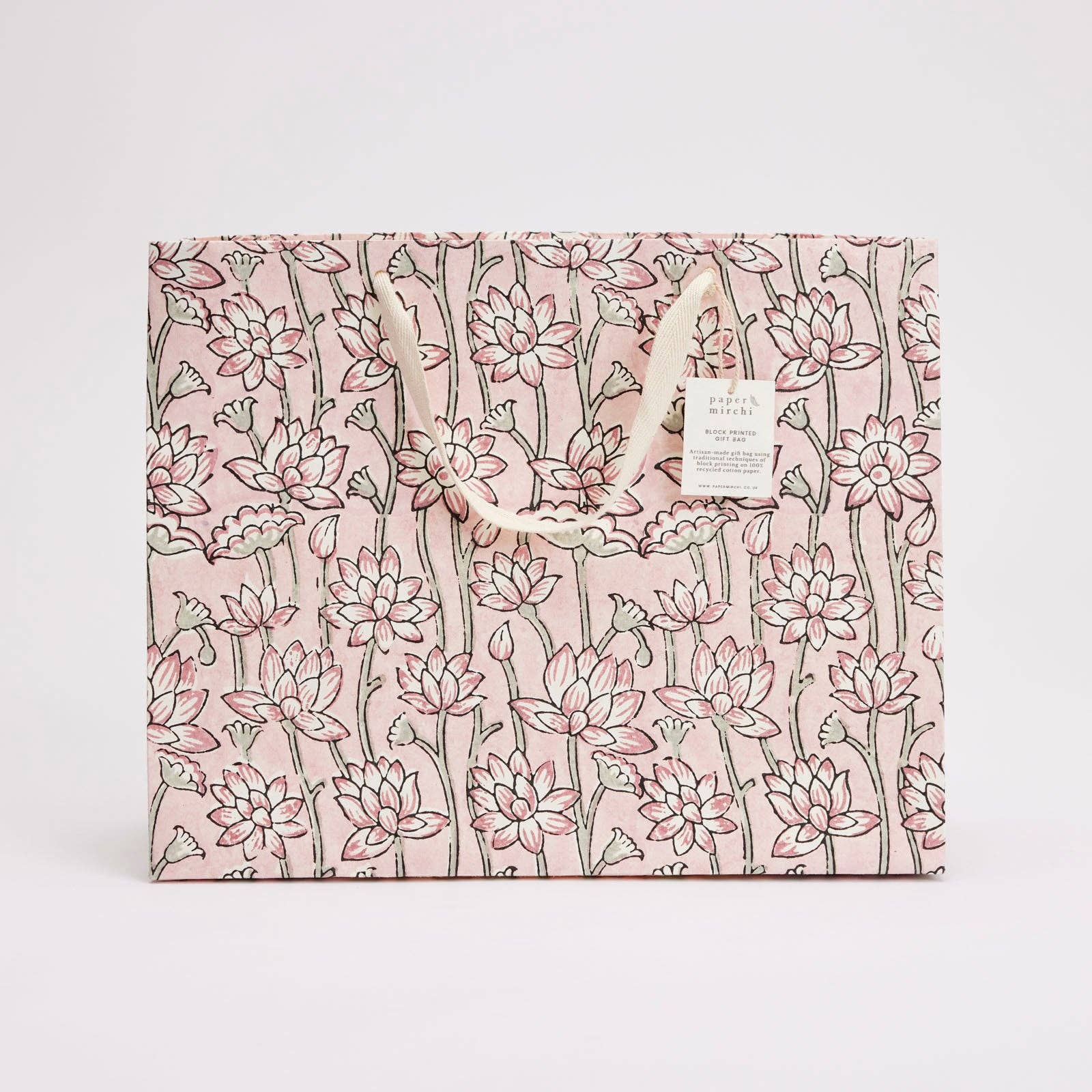 Block Printed Gift Bags (Large) - Pink Earth - Magnolia Lane co. Home + Garden + Gift