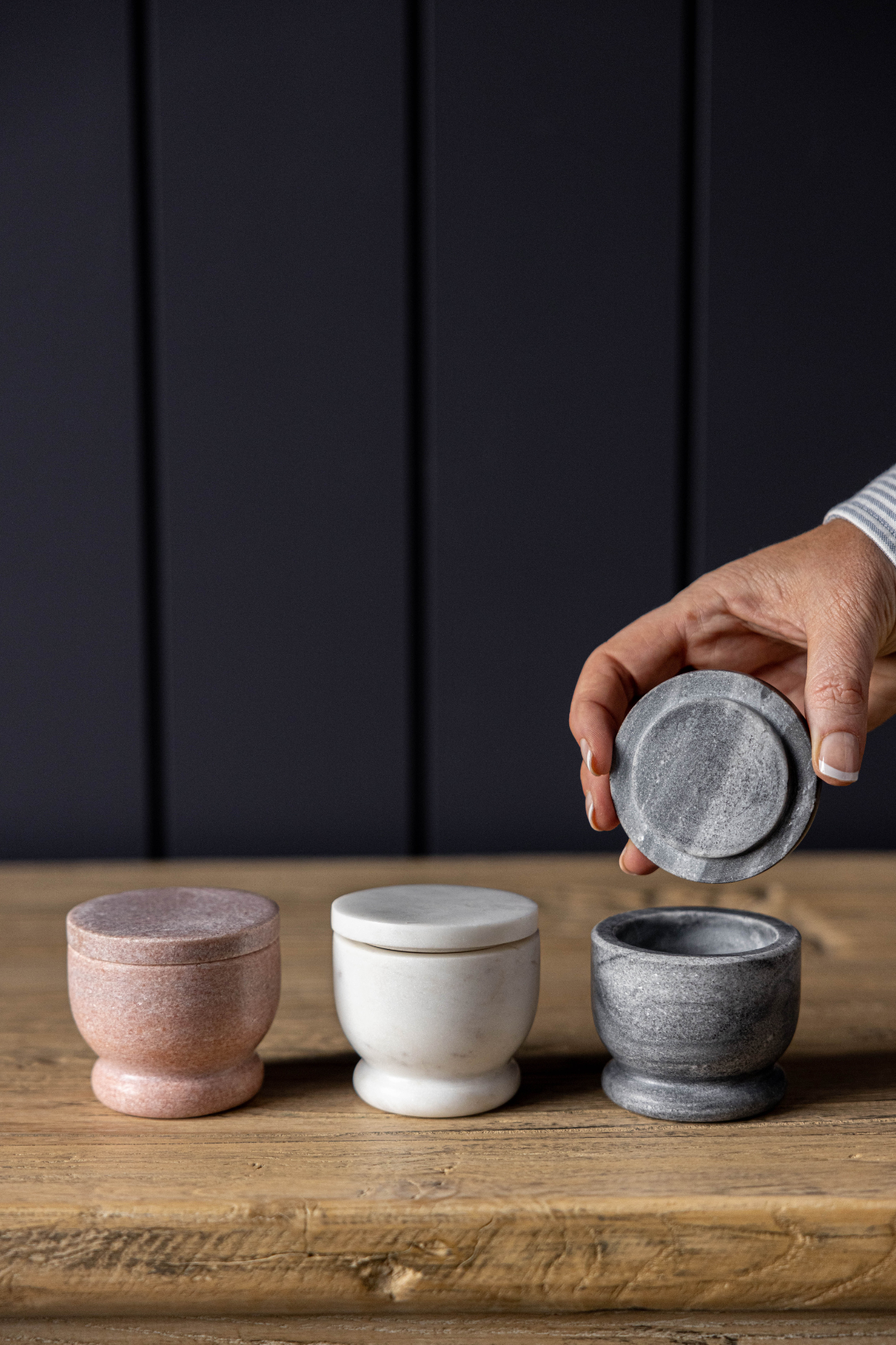 Marble Lidded Salt Cellar - Magnolia Lane co. Home + Garden + Gift