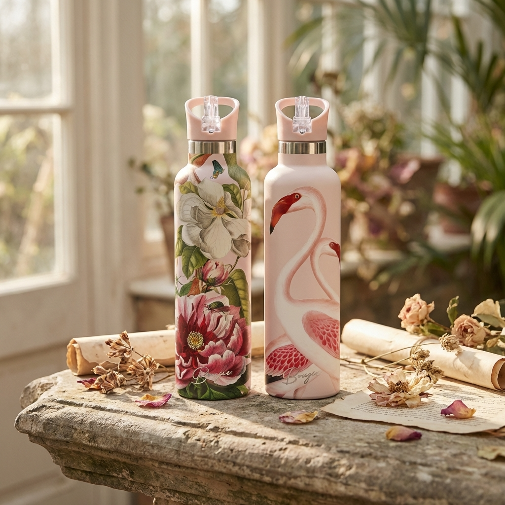 Puna | Vintage Pink Flamingo Insulated Water Bottle 25oz