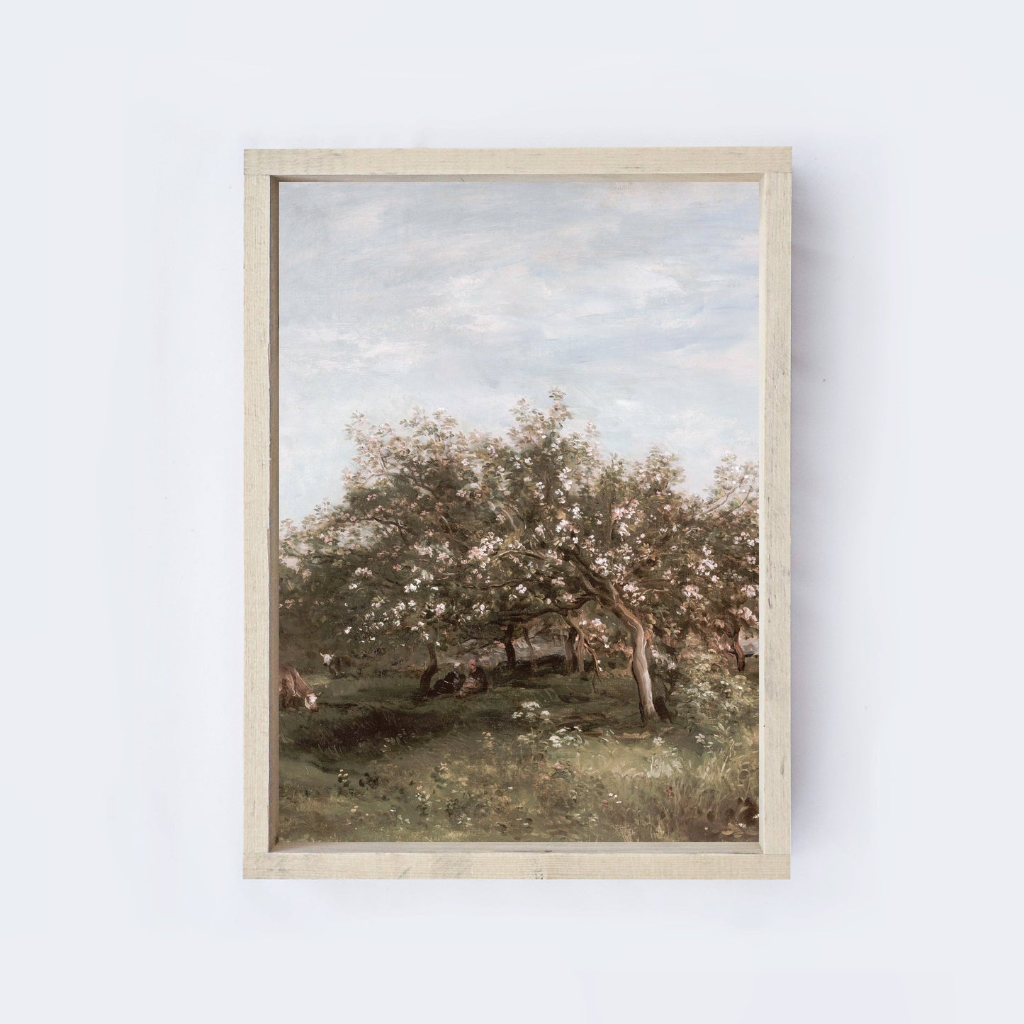 Vintage Print Framed | Apple Blossom Countryside Painting A29