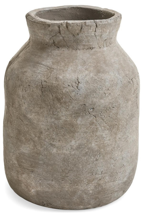 VASE TERRACOTTA TEXTURED GREIGE WASH
