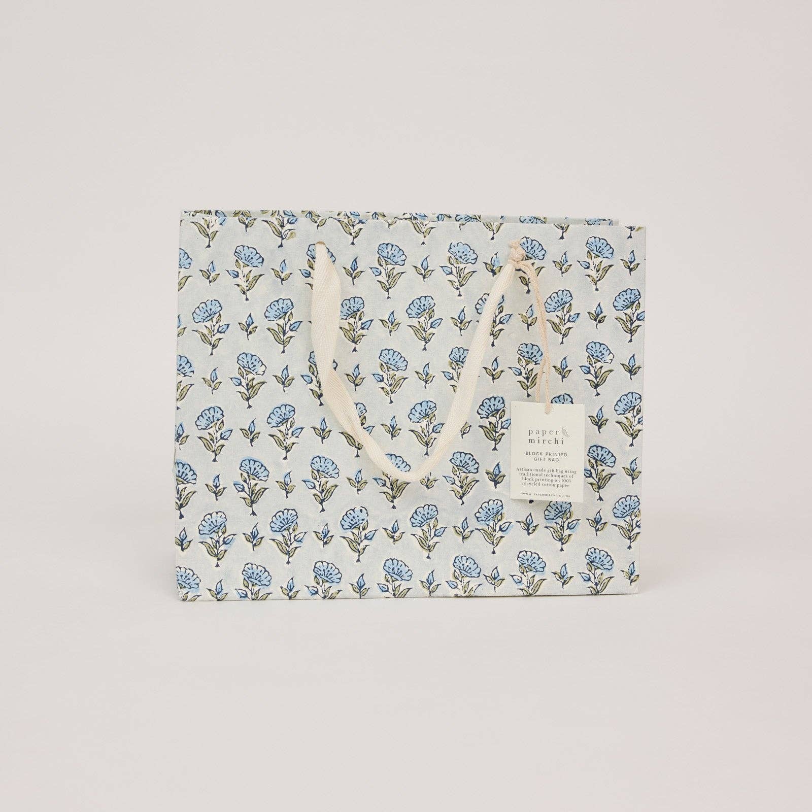 Block Printed Gift Bags (Medium) - Blue Stone Refresh - Magnolia Lane co. Home + Garden + Gift