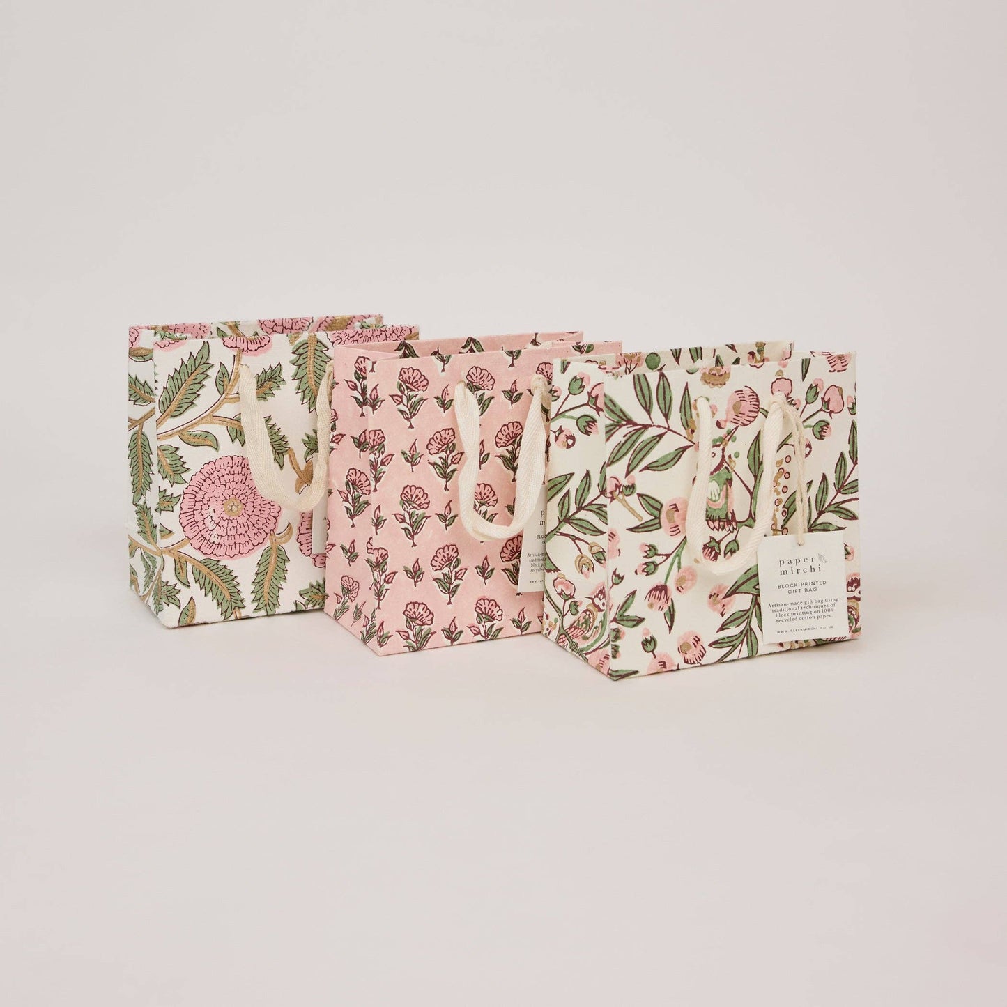 Block Printed Gift Bags (Small) - Blush Refresh - Magnolia Lane co. Home + Garden + Gift
