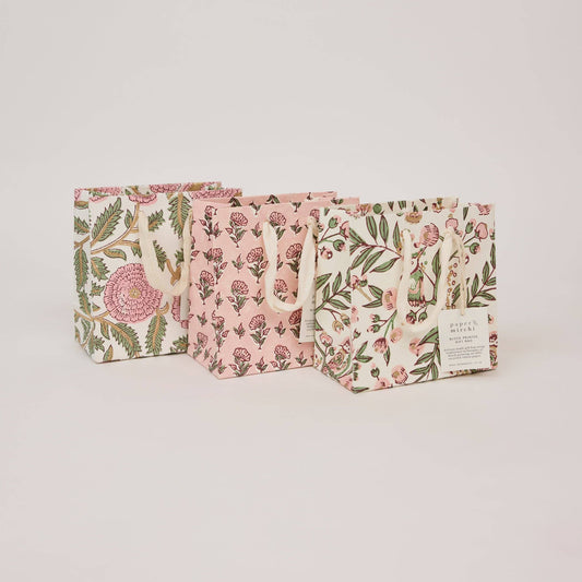 Block Printed Gift Bags (Small) - Blush Refresh - Magnolia Lane co. Home + Garden + Gift