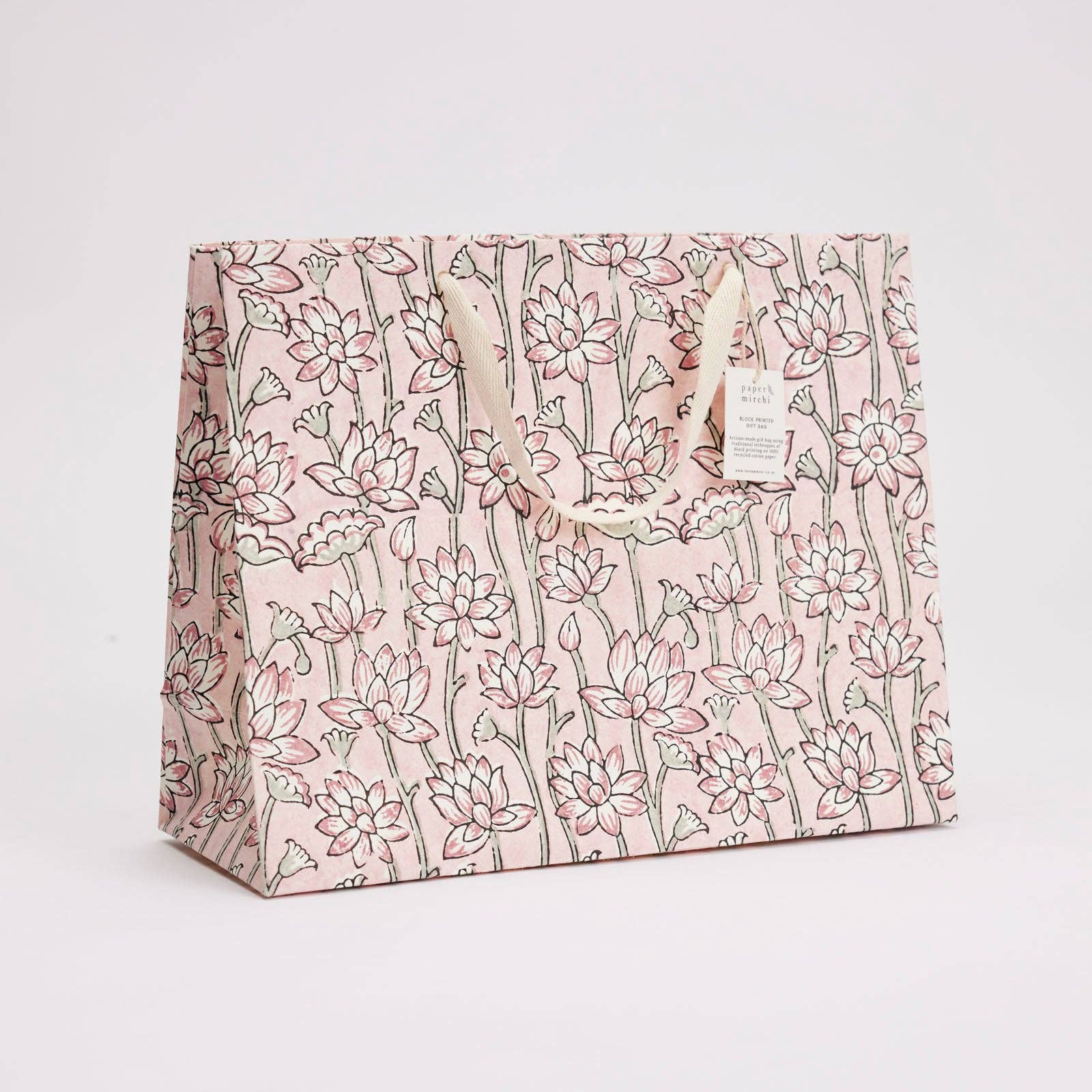 Block Printed Gift Bags (Large) - Pink Earth - Magnolia Lane co. Home + Garden + Gift