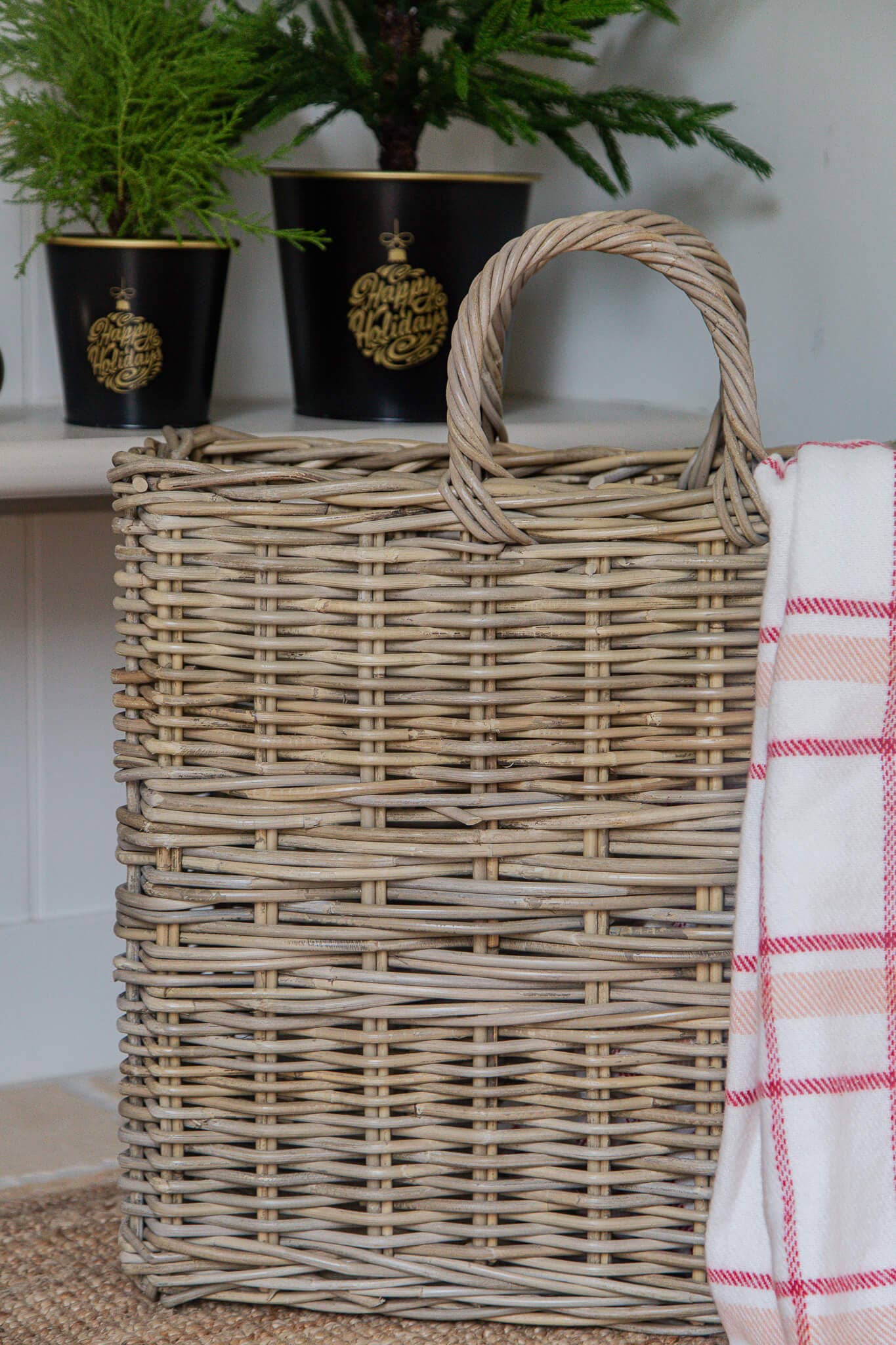 TALL RECT GREY RATTAN BASKET - Magnolia Lane co. Home + Garden + Gift
