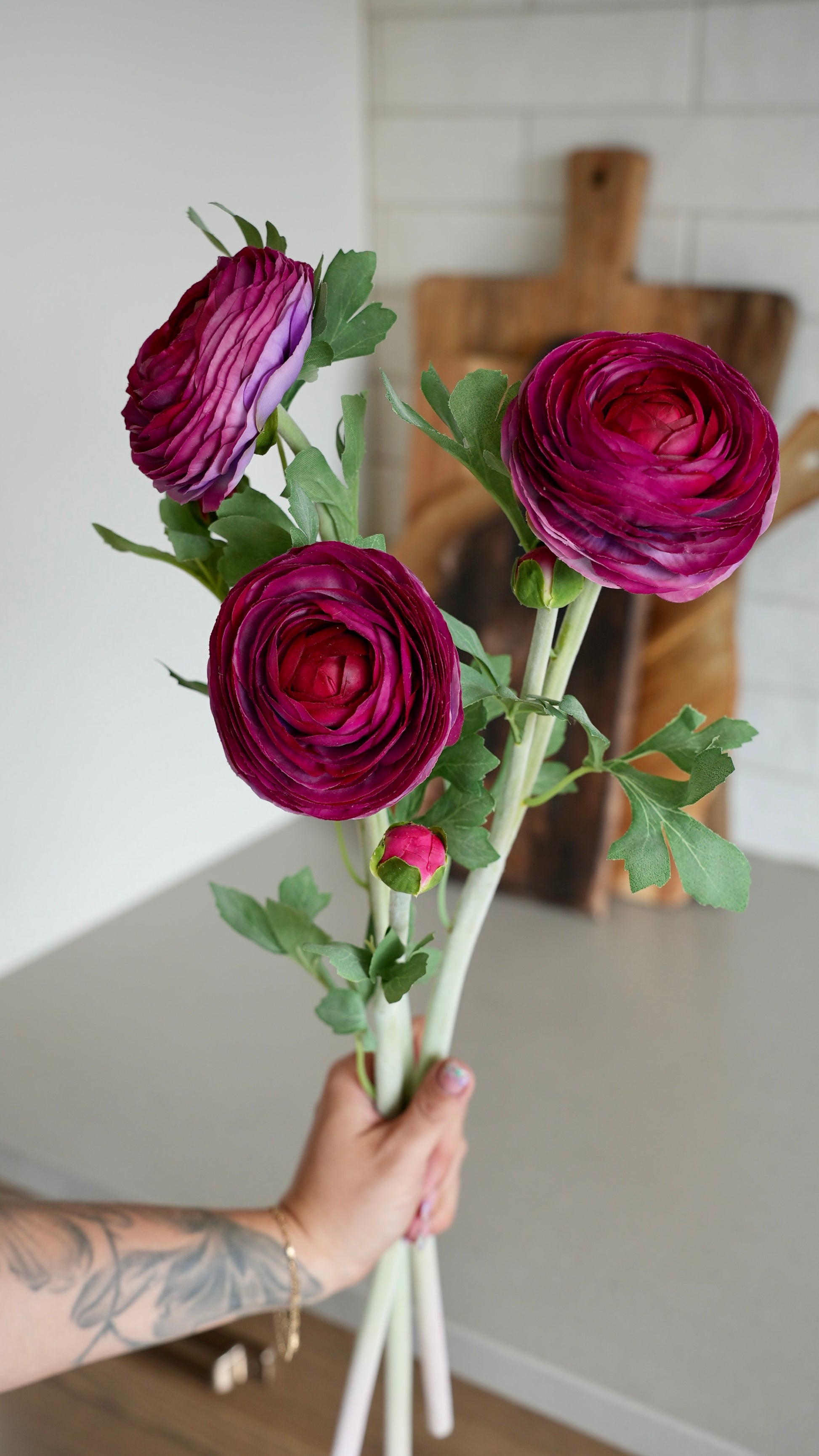 Faux Ranunculus Clooney |Burgundy - Magnolia Lane co. Home + Garden + Gift