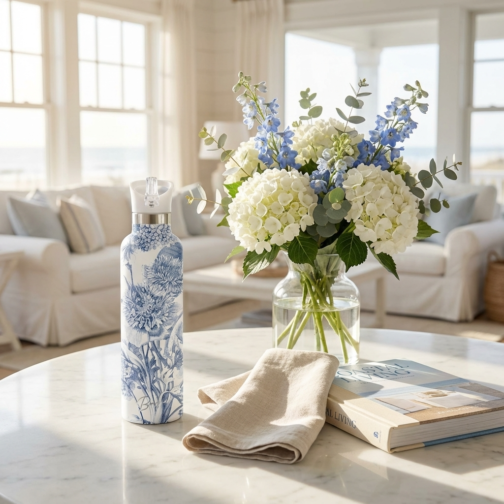 Toile Fleurie | Blue Floral 25oz Insulated Water Bottle