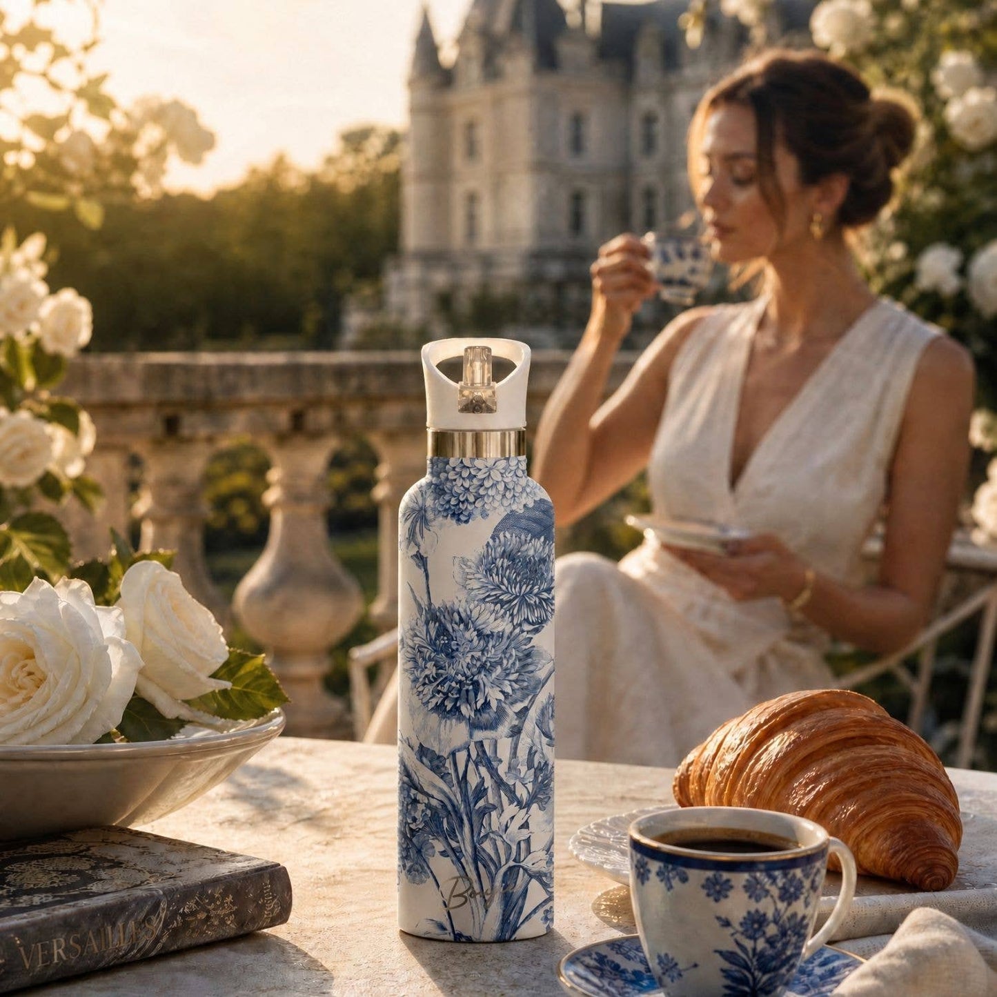 Toile Fleurie | Blue Floral 25oz Insulated Water Bottle