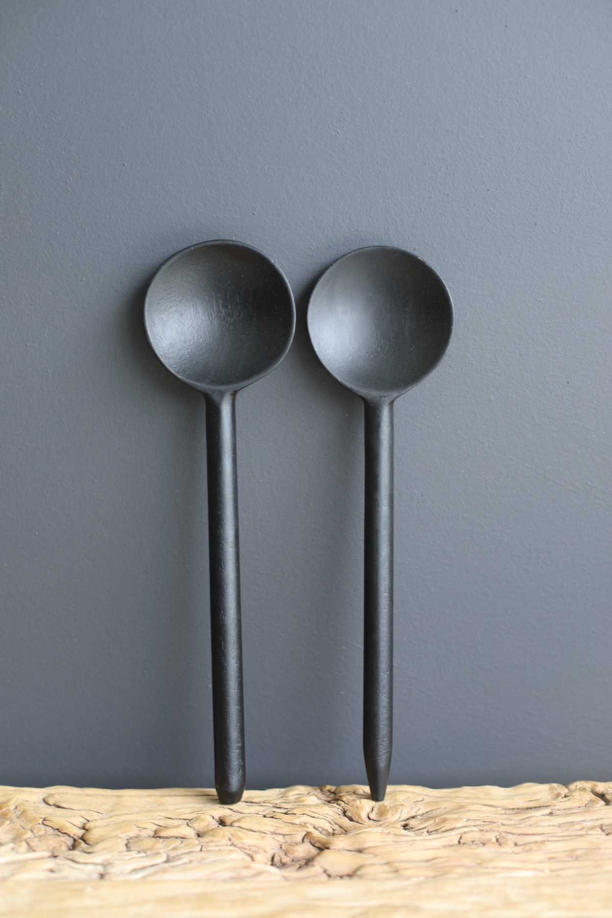 Hand Carved Mango Wood Spoons Black (set of 2)