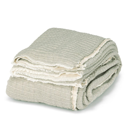 Overstitch Double/Queen Bed Cover-Grn-90"Sq