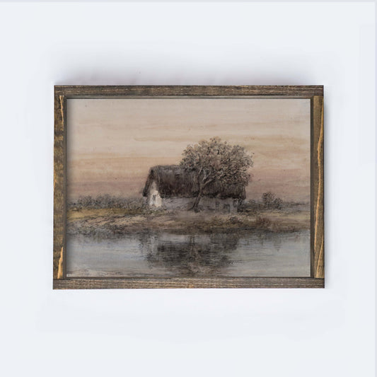 Vintage Art Print | Cottage By The Water A283
