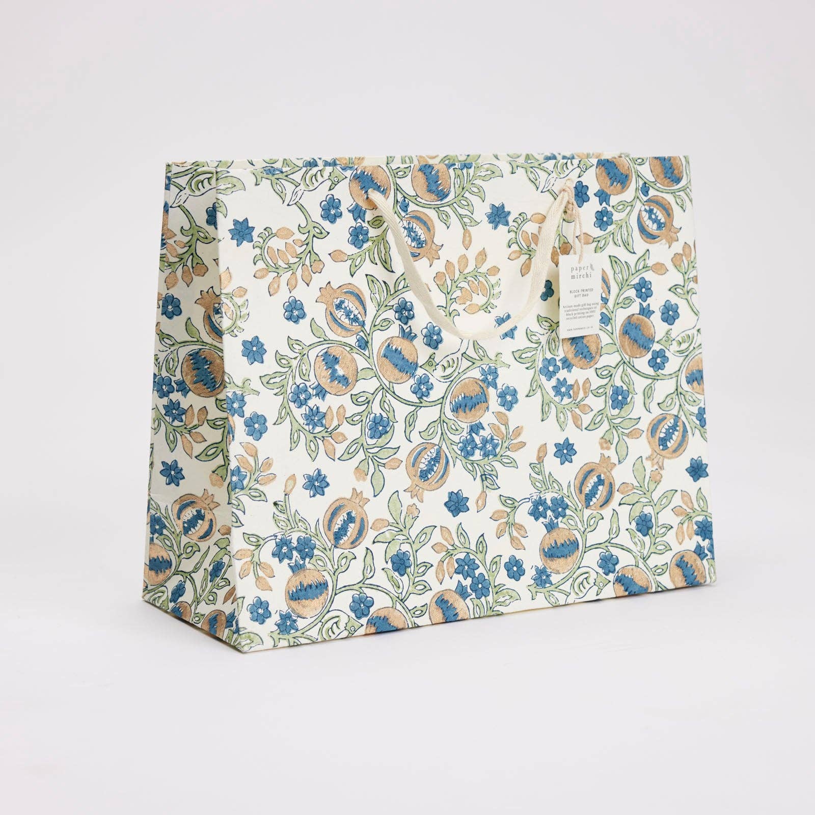 Block Printed Gift Bags (Large) - Indigo - Magnolia Lane co. Home + Garden + Gift