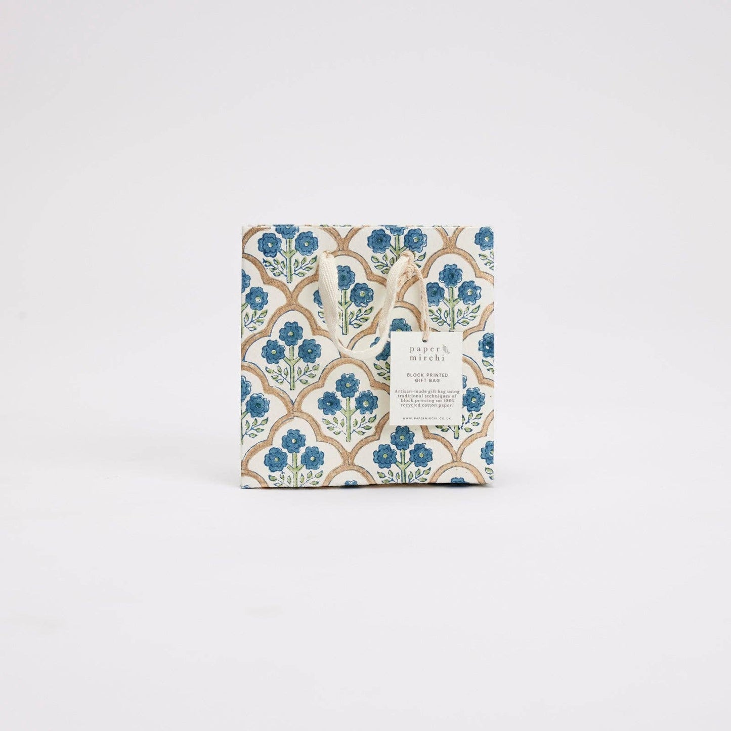 Block Printed Gift Bags (Small) - Indigo - Magnolia Lane co. Home + Garden + Gift