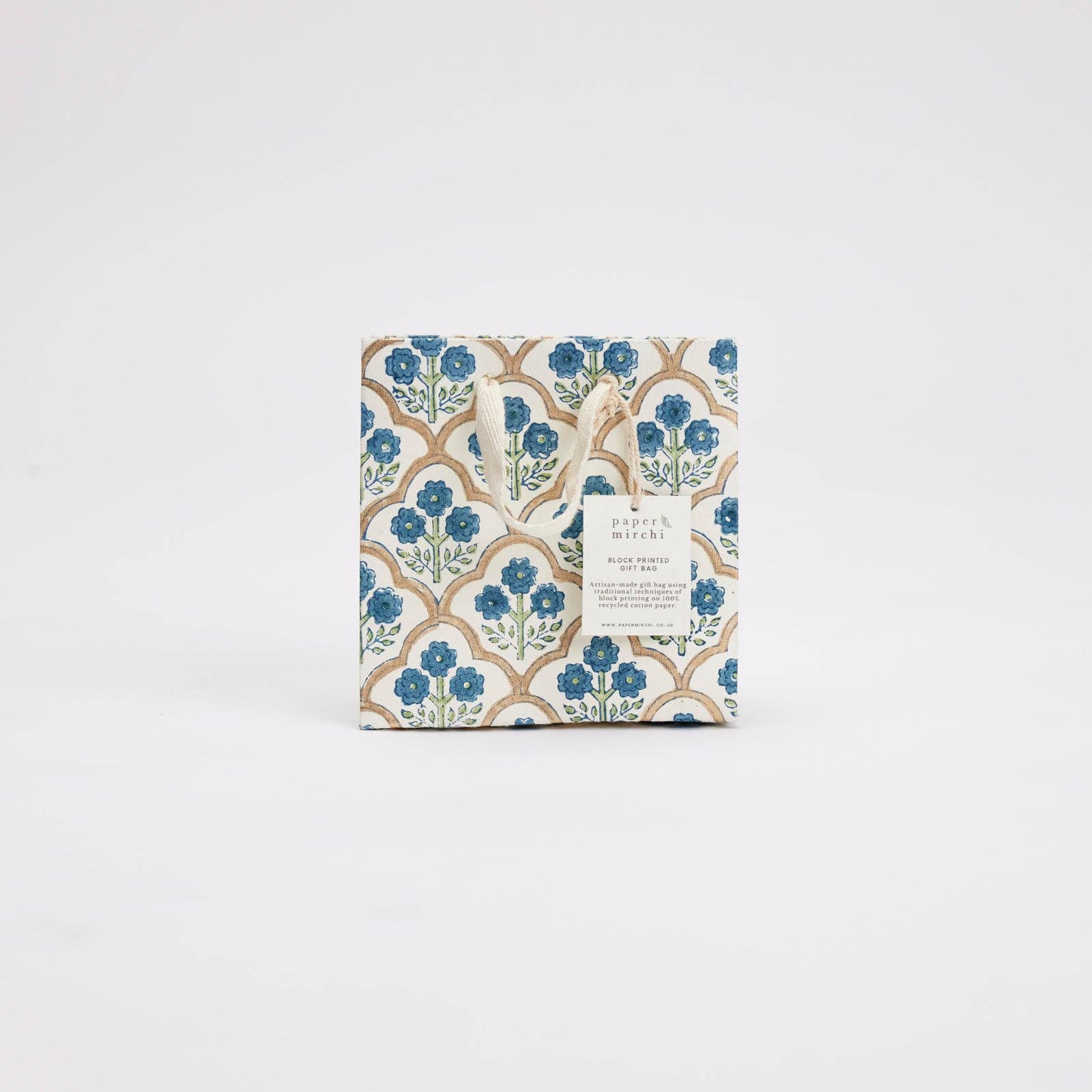 Block Printed Gift Bags (Small) - Indigo - Magnolia Lane co. Home + Garden + Gift