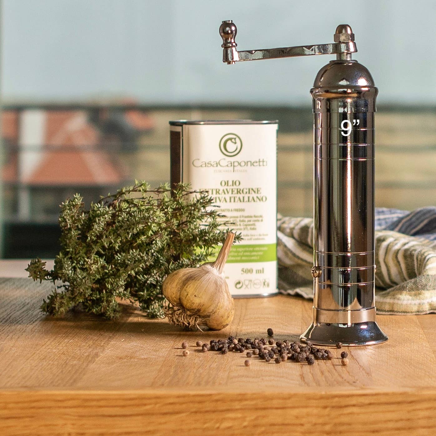 'Chrome Mill' - polished 9" pepper grinder