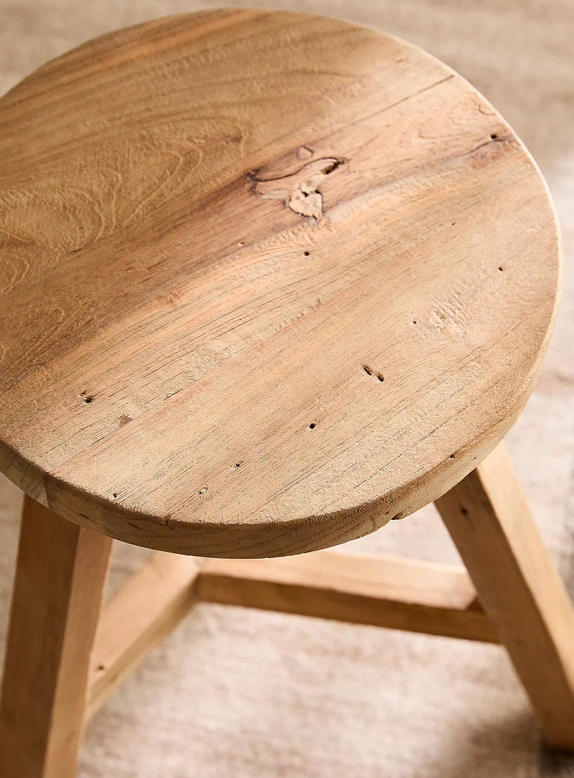 Vintage round teak stool - Magnolia Lane co. Home + Garden + Gift