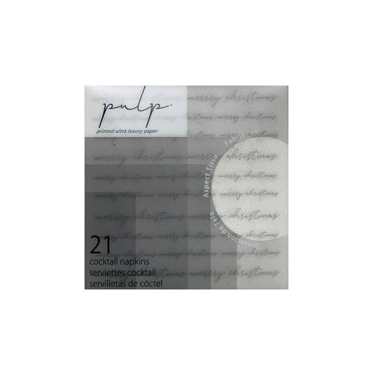 Pulp X Cocktail Napkin Set Of 21 Merry Christmas Silver