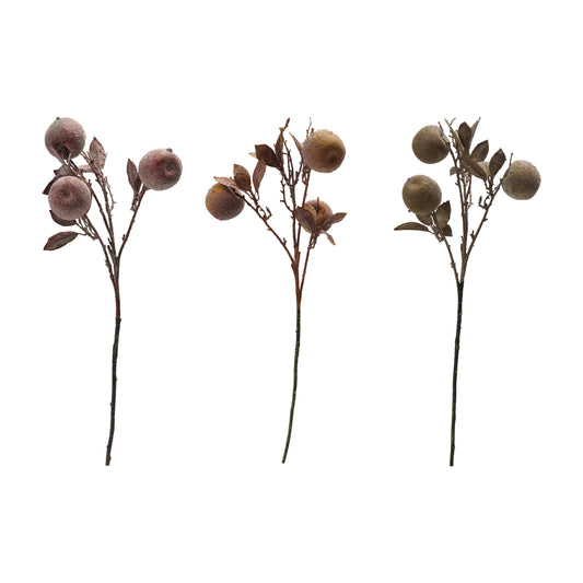 Faux Crab Apple Stem, Distressed Finish, 3 Styles