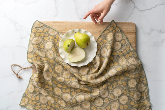 Marigold Block Print Tea Towels | Set of 2