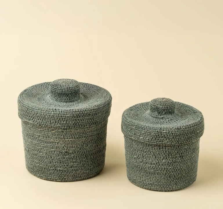 Tajine Seagrass Baskets Blue| 2 Sizes - Magnolia Lane co. Home + Garden + Gift