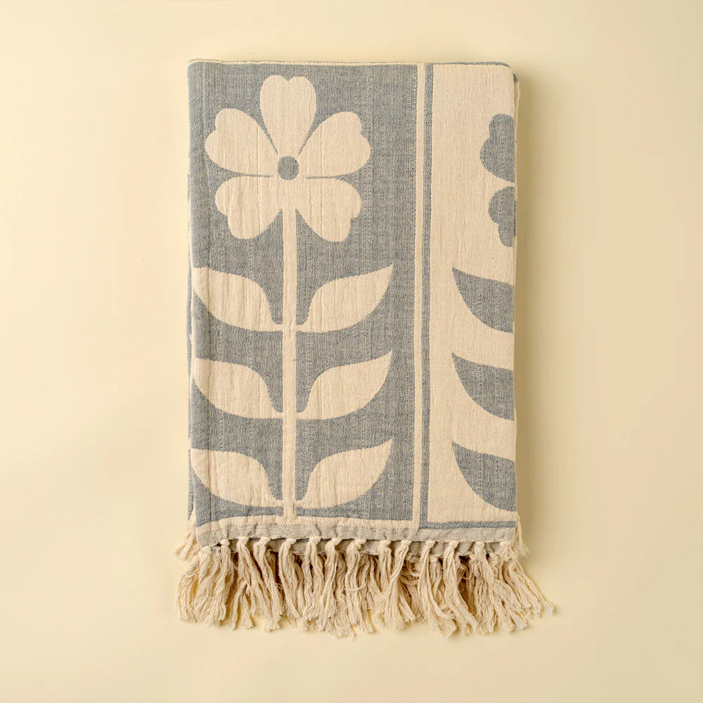Daisy Days Throw, Blue - Magnolia Lane co. Home + Garden + Gift
