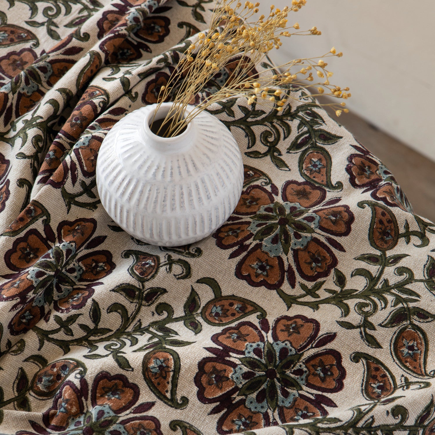 Elysian Block Print Tablecloth 60 x 90 inch - Magnolia Lane co. Home + Garden + Gift