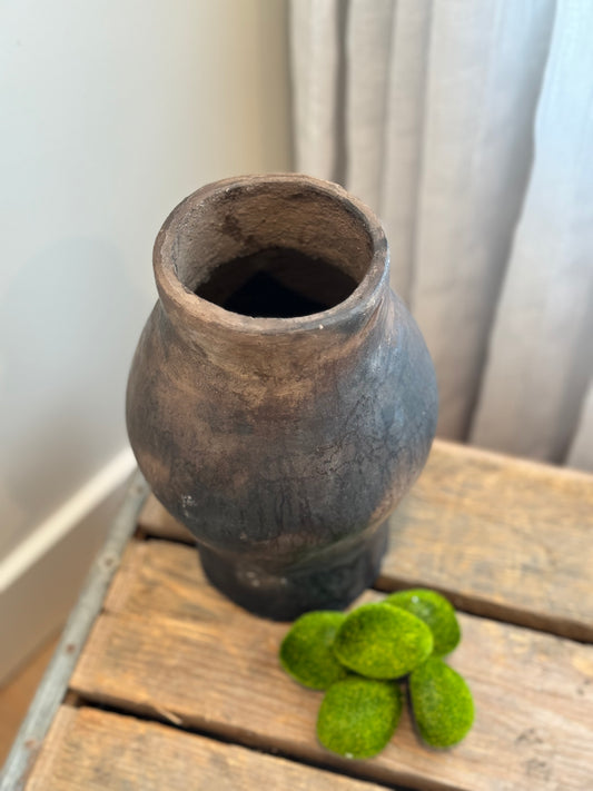 Brown+Black Wash Vintage Clay Vase