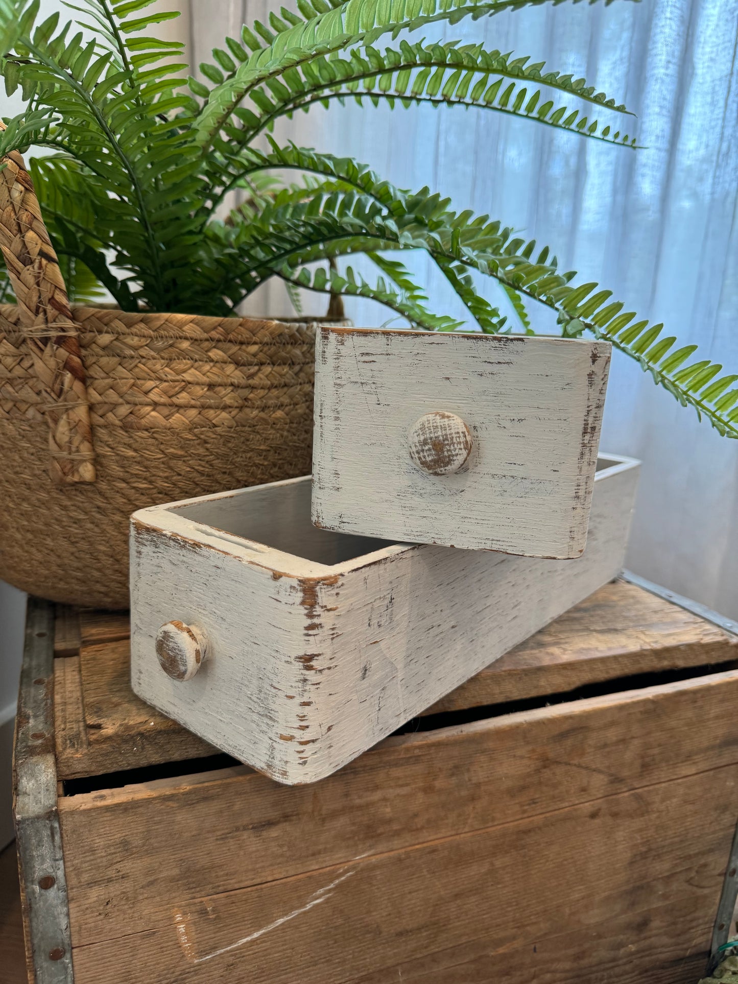 Vintage Sewing Drawers-Distressed White