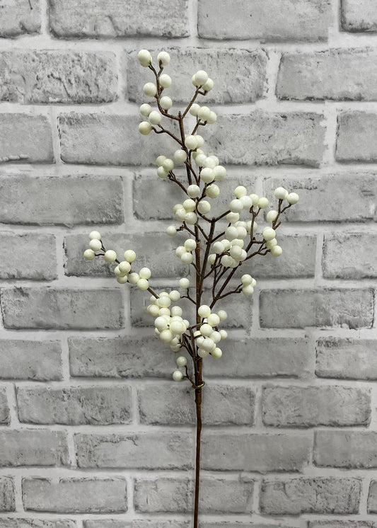 25" CREAM OUTDOOR BERRY SPRAY WITH 5 BRANCHES
