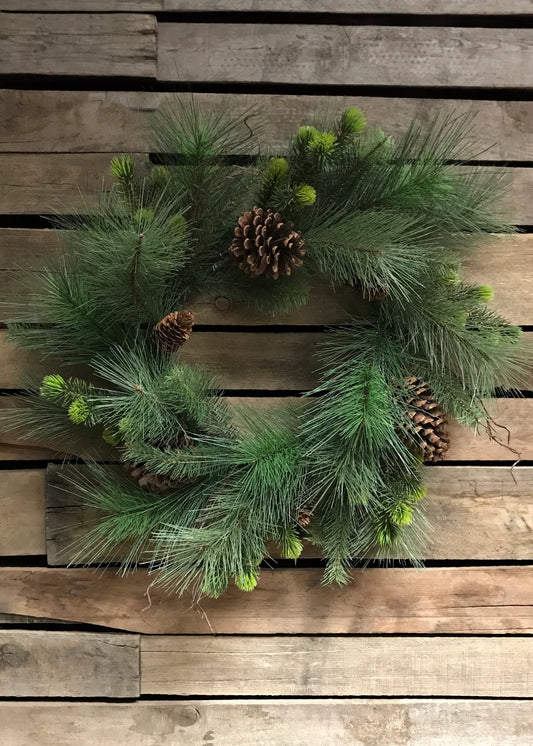 24" PINE AND CONE MIXED WREATH