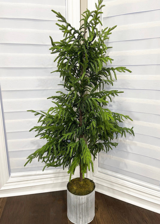 60” FRESH TOUCH NORFOLK PINE TREE POTTED IN METAL POTTED