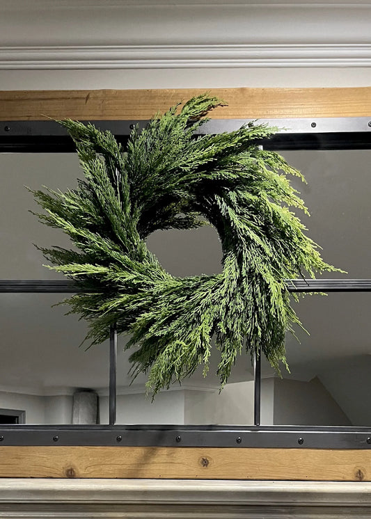20" FRESH TOUCH WHISPY CEDAR WREATH