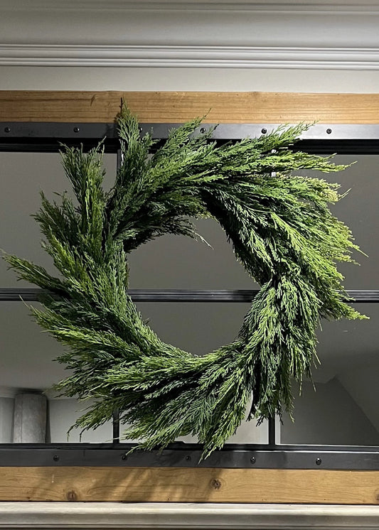 26" FRESH TOUCH WHISPY CEDAR WREATH