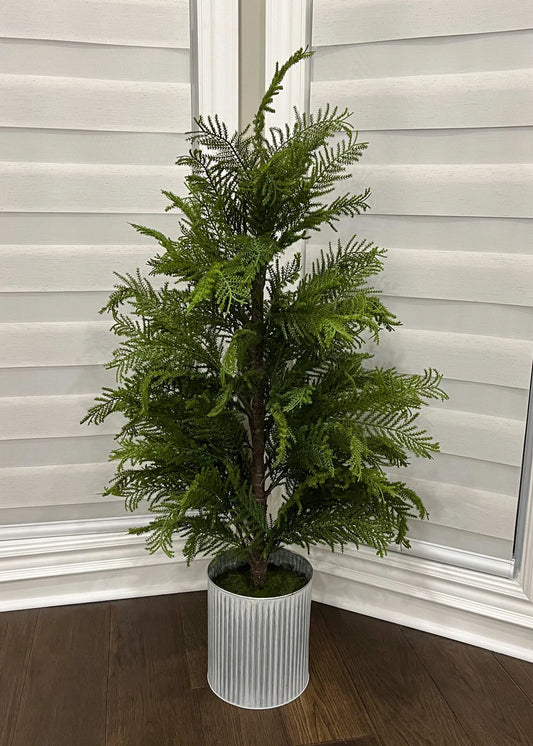 52" FRESH TOUCH CYPRESS TREE POTTED IN METAL POT