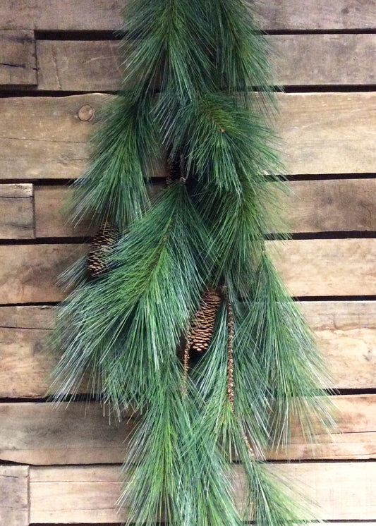 53" LONG NEEDLE PINE MULTI STRAND GARLAND WITH PINE CONES