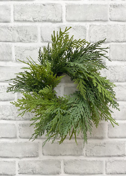 8" IN DIM, 14" OUT DIM, FRESH TOUCH NORTHERN WHITE CEDAR WREATH