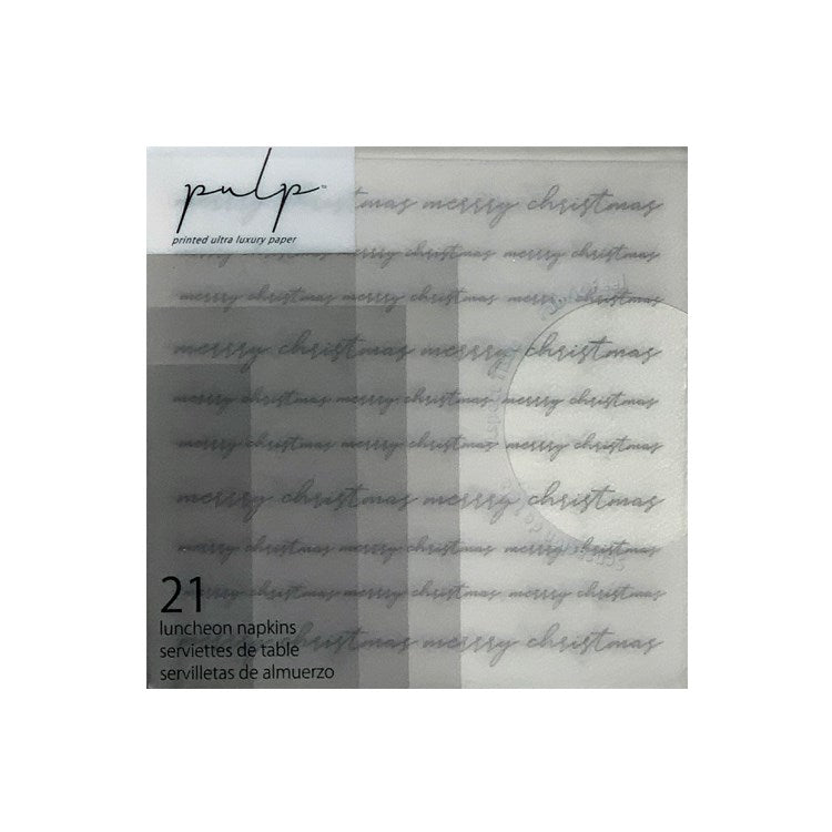 Pulp X Luncheon Napkin Set Of 21 Merry Christmas Silver