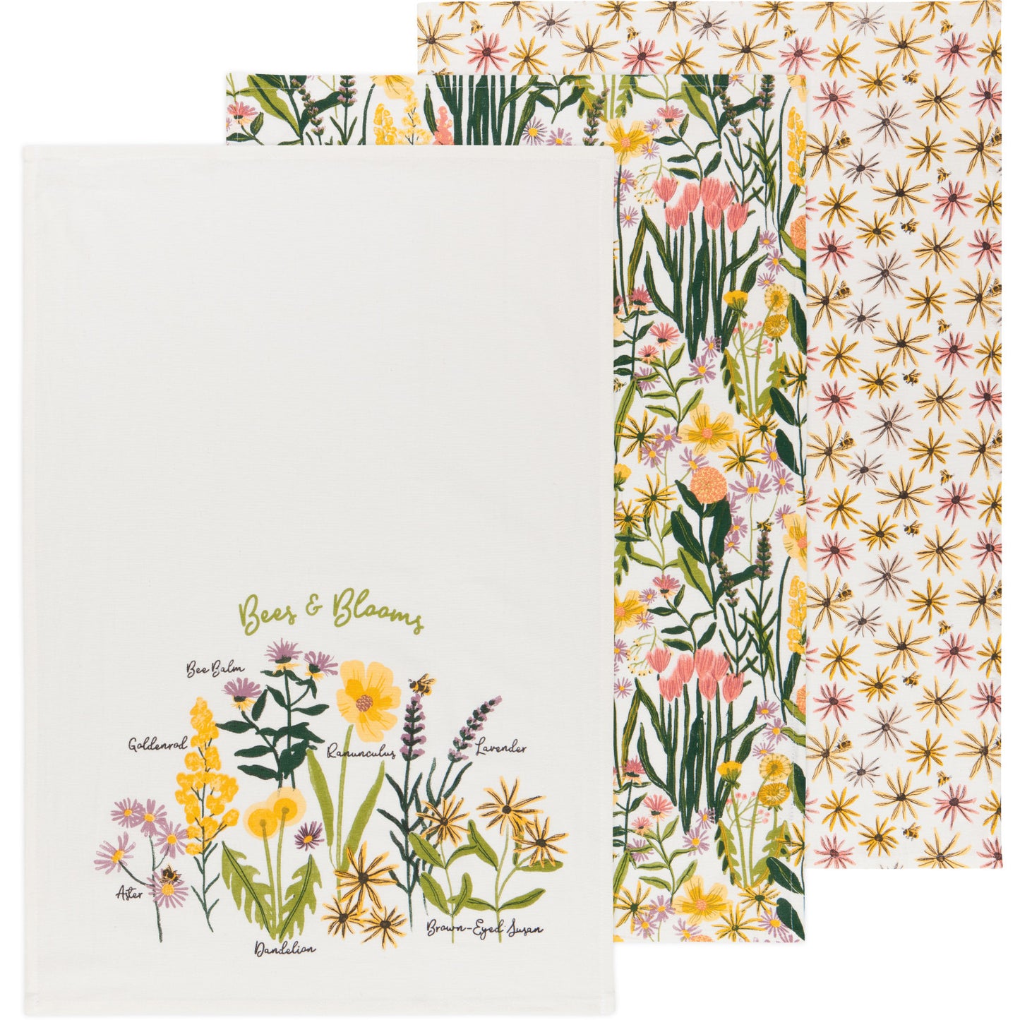 Bees & Blooms Baker's Floursack Dishtowels Set of 3 - Magnolia Lane co. Home + Garden + Gift