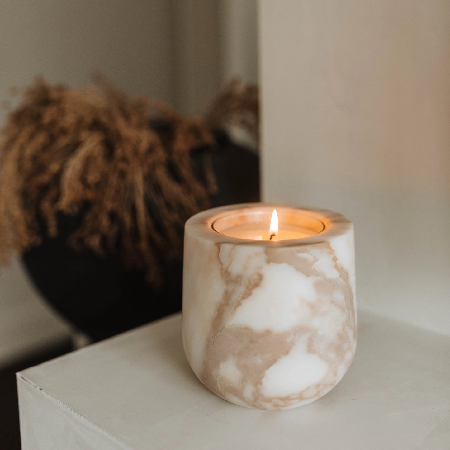 Arabescato Gold Marble Refillable Stone Candle
