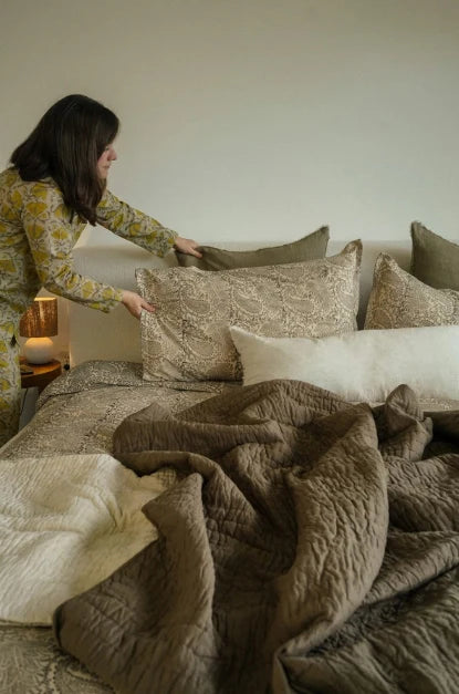 Cloud Kantha Bed Quilt | Carob