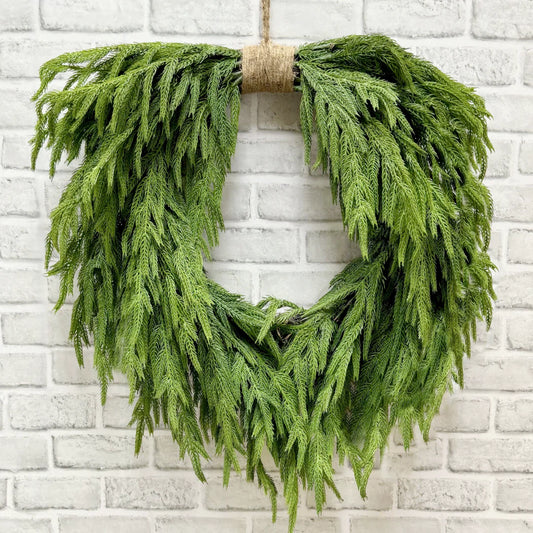 24" FRESH TOUCH NORFOLK ISLAND PINE HEART SHAPE WREATH