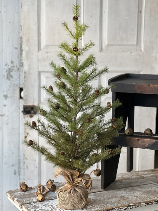 36" PINE TREE WITH PINE CONES WITH A BURLAP BASE