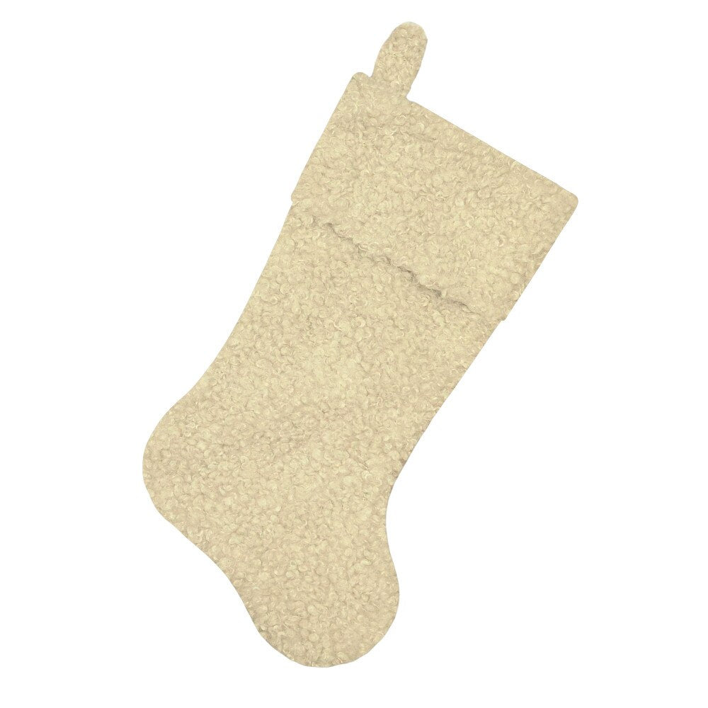 STOCKING 20.5" DELUXE BEIGE BOUCLE BOTH SIDES ALL AROUND CUFF