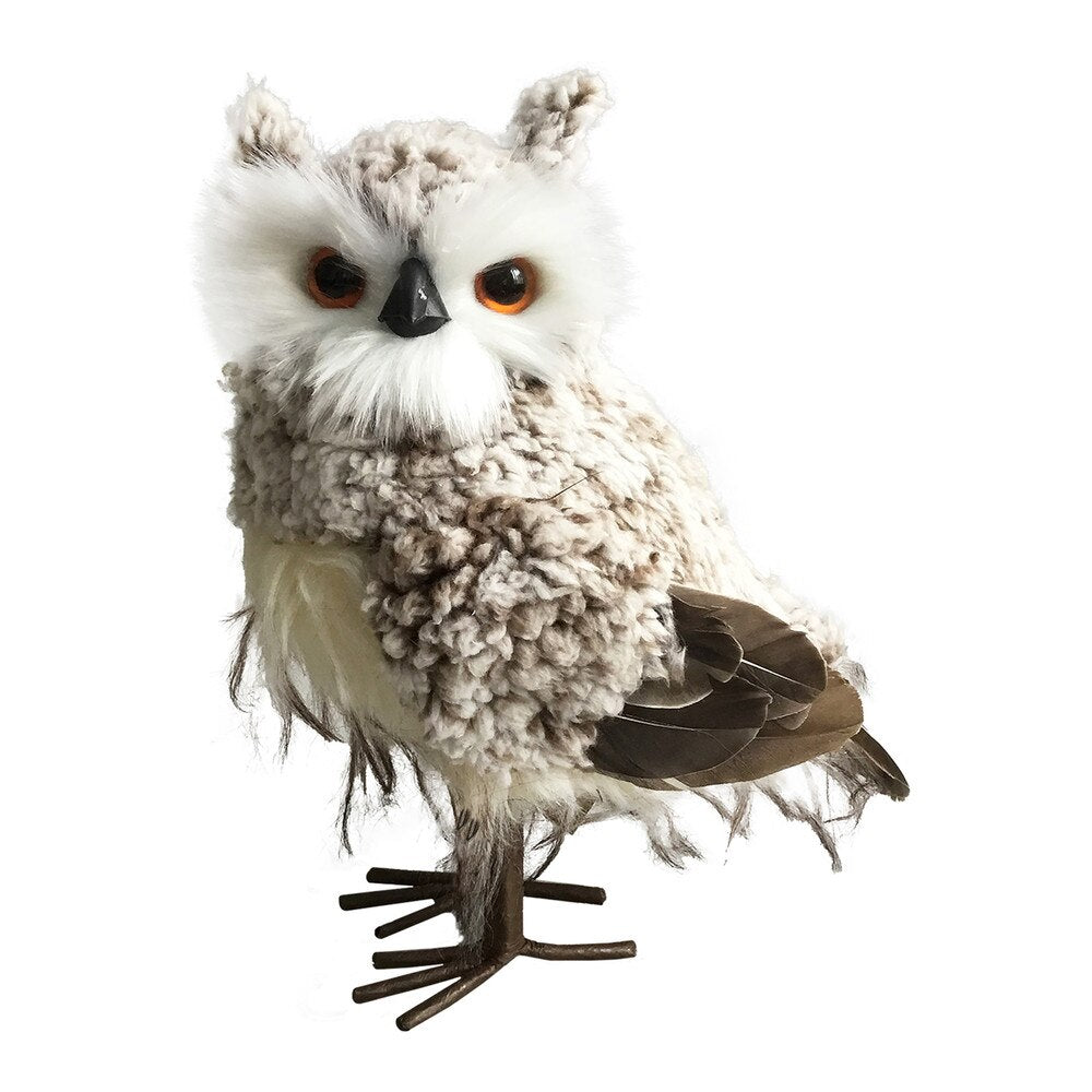 Faux Fur - Wool Standing Owls - Taupe Brown