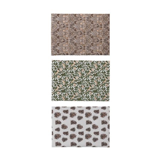 Handmade Printed Recycled Wrapping Paper 28 L x 20 W |Three Styles