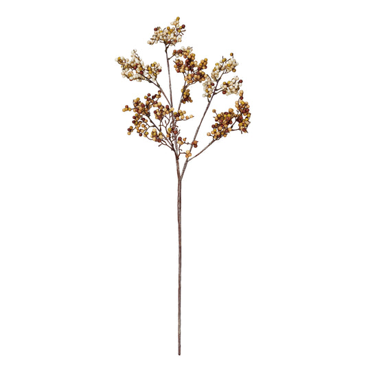 38" Faux Berry Stem; Cream & Tan Color