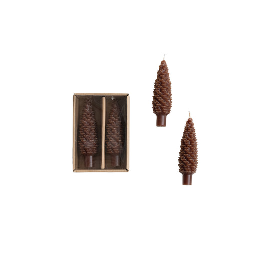 Unscented Pinecone Shaped Taper set of 2 | Two Sizes